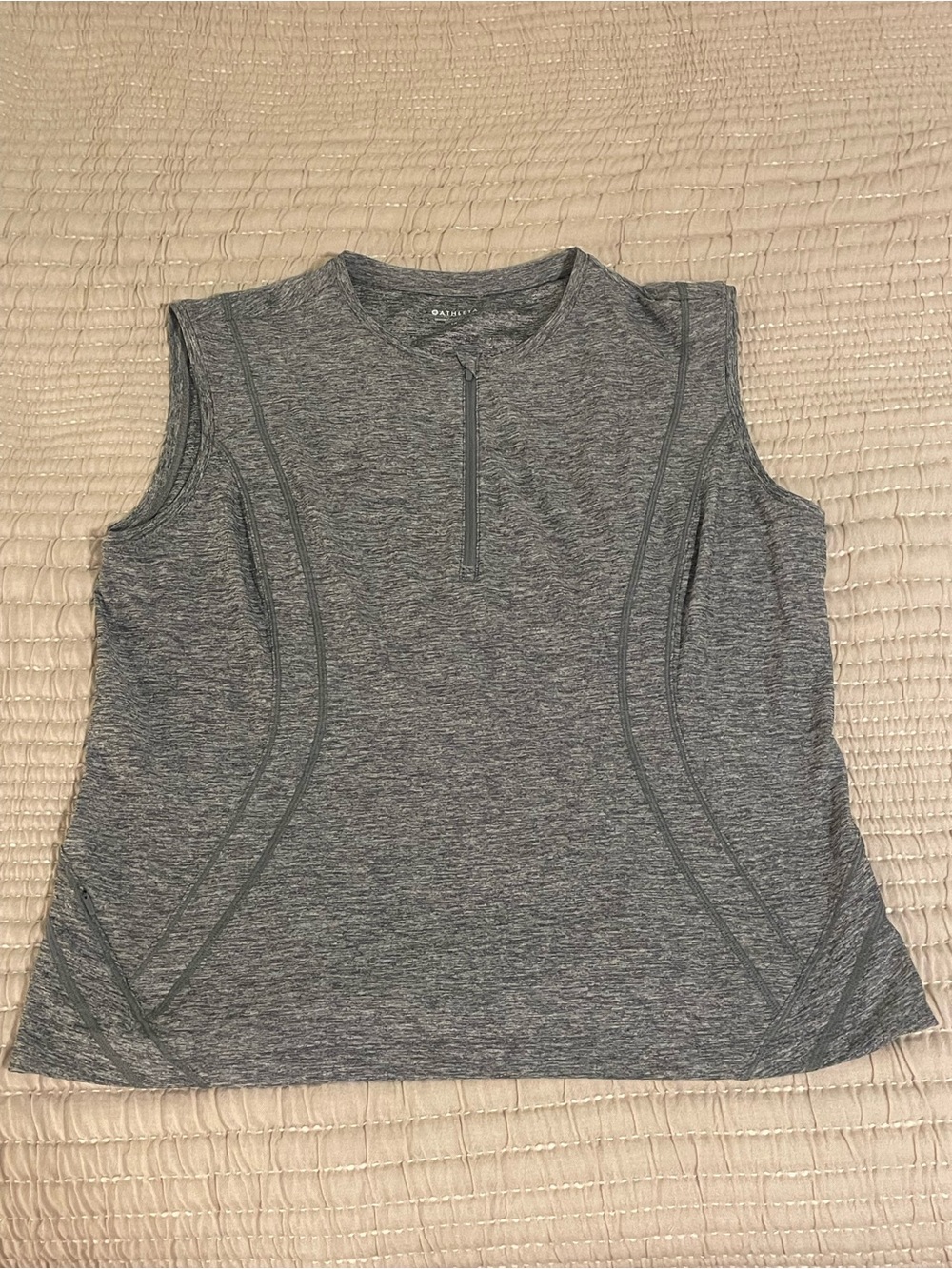 Athleta Gray Quarter-Zip Sleeveless Performance Tank